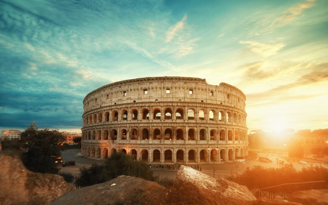 The Amphitheatre in the center of the city Rome.